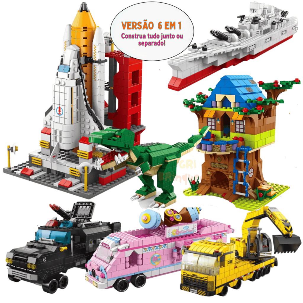 Blocos de Montar 1000 Peças 6 Em 1 Cenários Criativos Para Colecionar Presente Educativo
