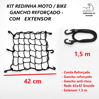 Kit Rede Elastica Extensor Redinha Moto Bike Aranha Capacete Carga Reforçado Gancho Plástico Premium em Oferta na Shopee