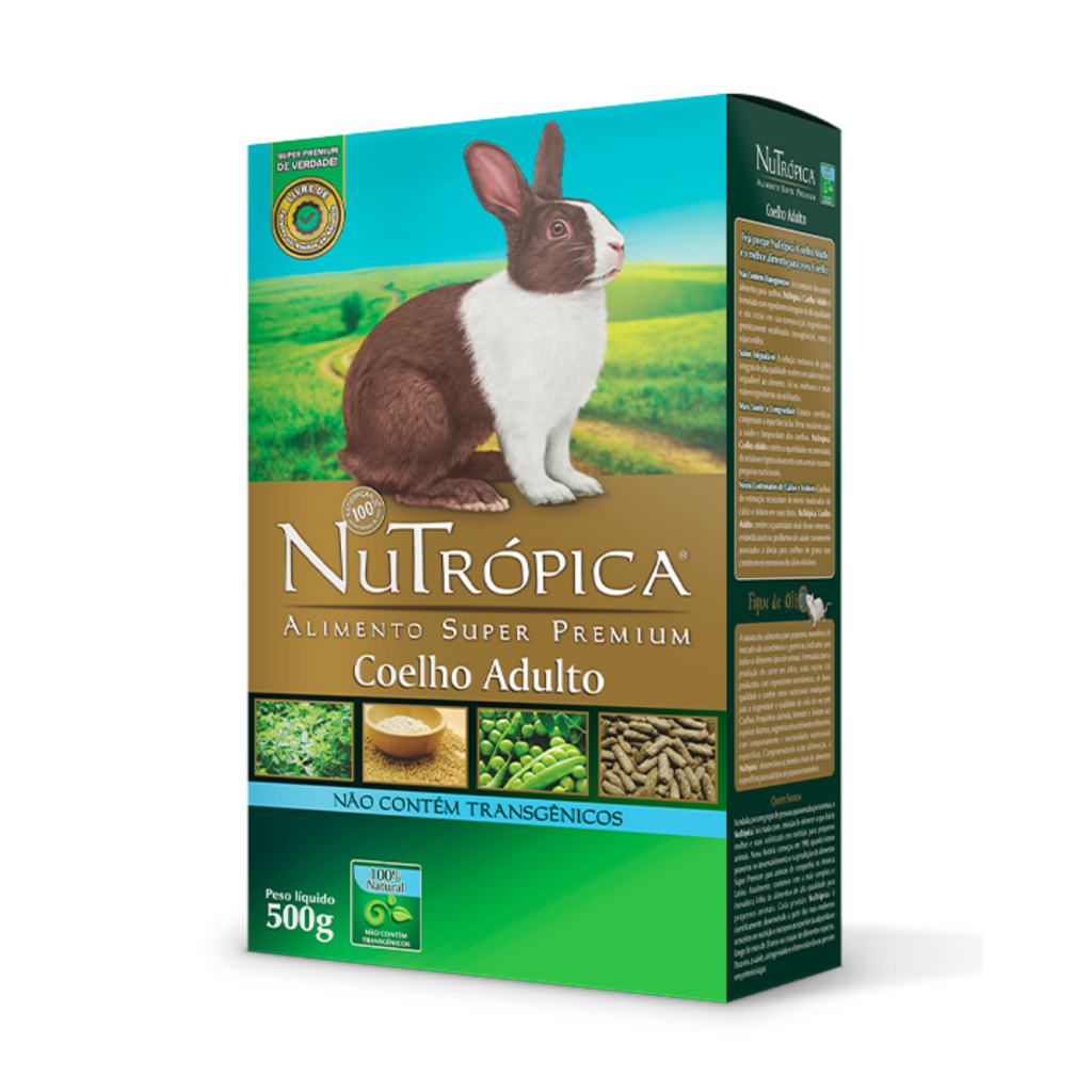 Alimento Nutrópica Coelho Adulto 500g – Ração Super Premium Completa para Coelhos 🐰🌿