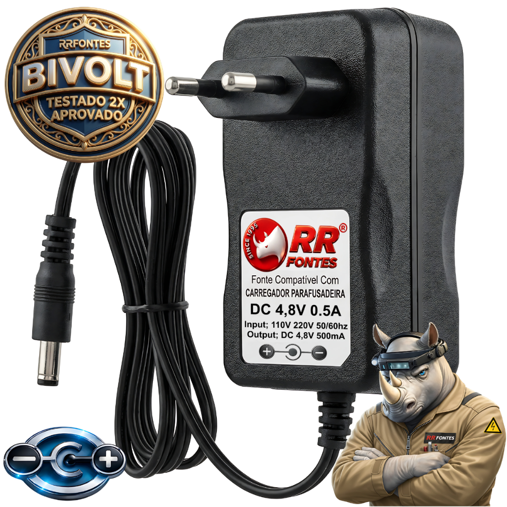 Fonte Carregador 4,8V Para Parafusadeira Mondial Multilaser Famastil