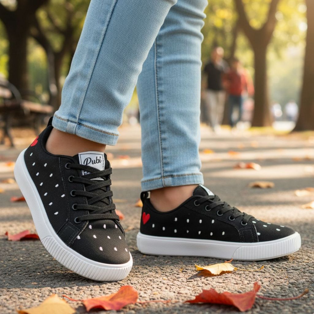 Tênis Infantil Feminino Casual Calce Fácil Sapatênis Macio Leve Passeio Confortável Rosa e Preto