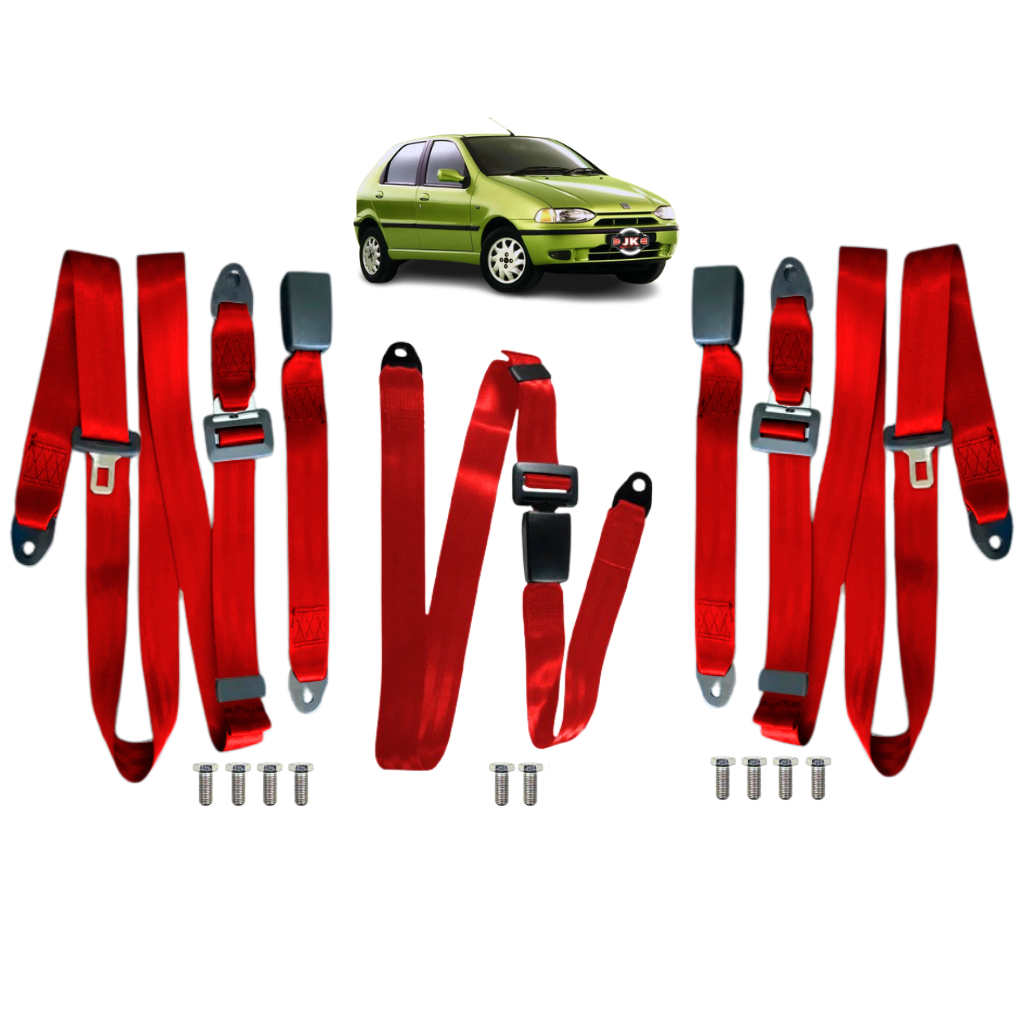 Cinto De Segurança 3 pontos Estático Kit 3 Bancos Traseiros Palio Fiat Meio Abdominal