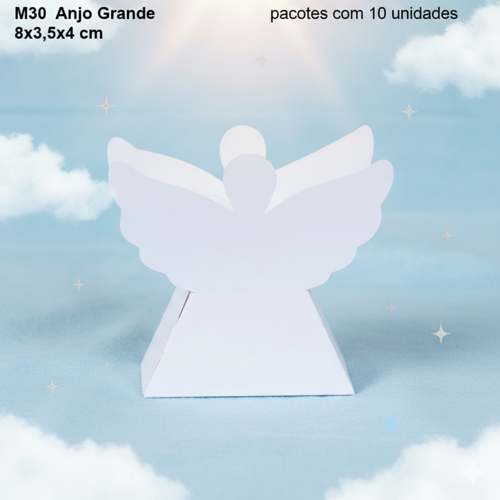 Embalagem Anjo Grande e Pequena em papel Laminado Colorido - Tamanho Grande: 08x3,5x04 / Tamanho Pequeno: 5,5x2,5x03 em Oferta na Shopee