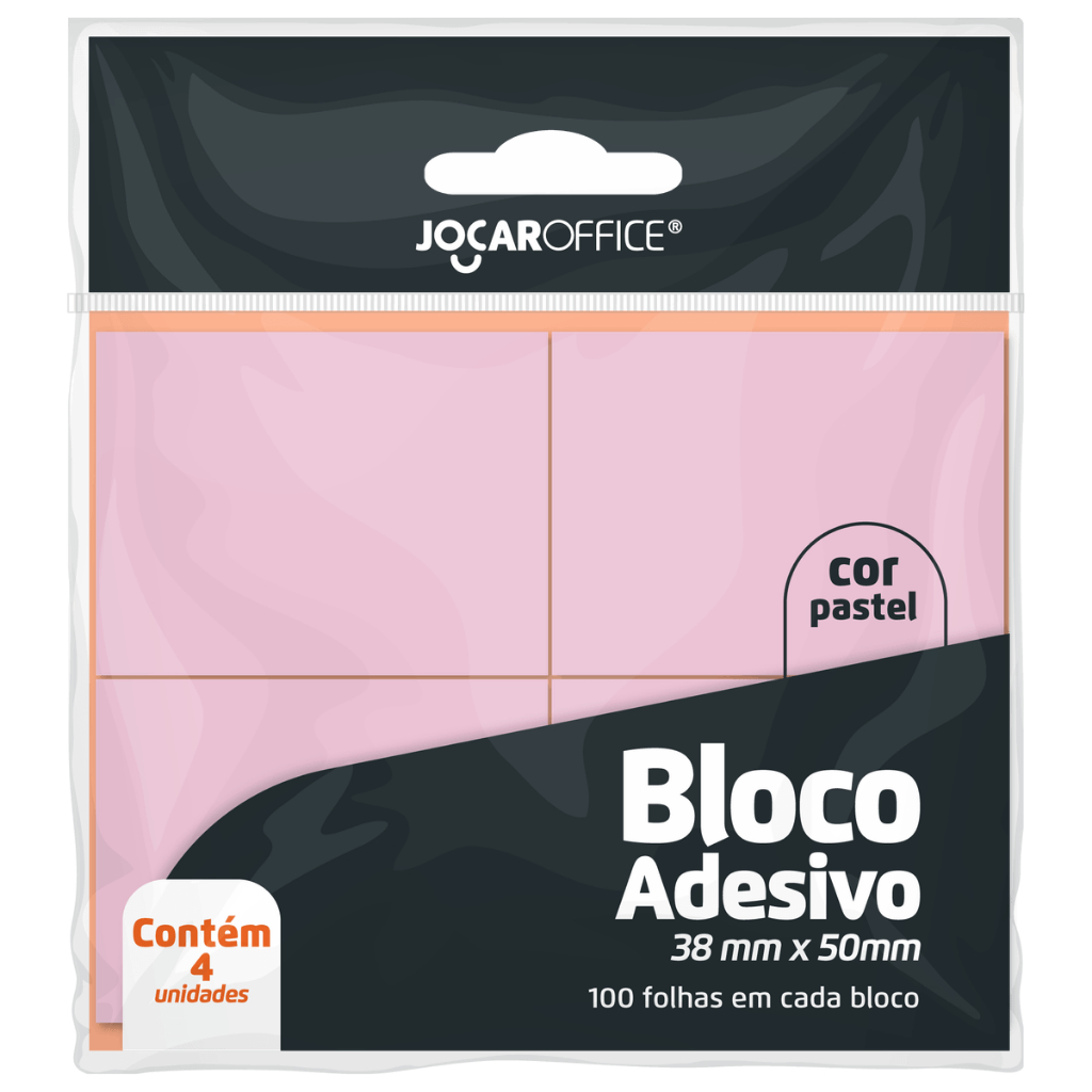 Bloco Adesivo Rosa/Azul Pastel 38x50mm Pacote com 4 blocos JOCAR OFFICE