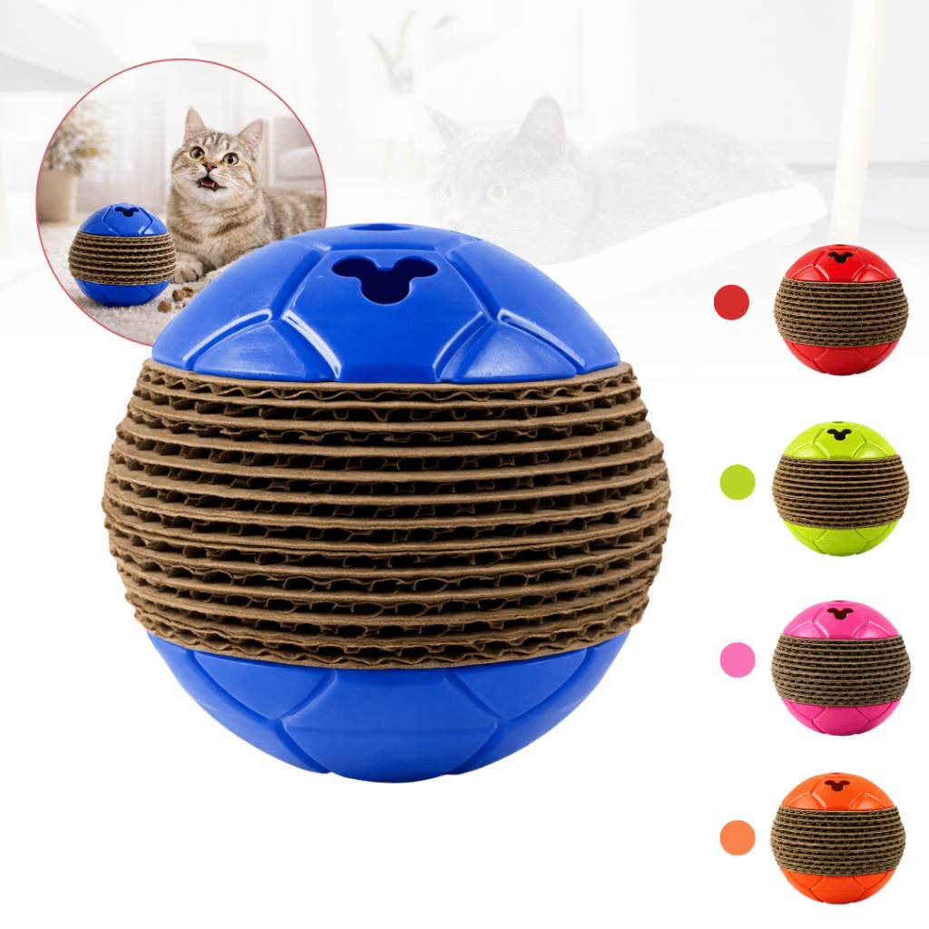 Brinquedo Interativo Gato Bolinha Com Arranhador E Petisqueira 10cm Com Guizo