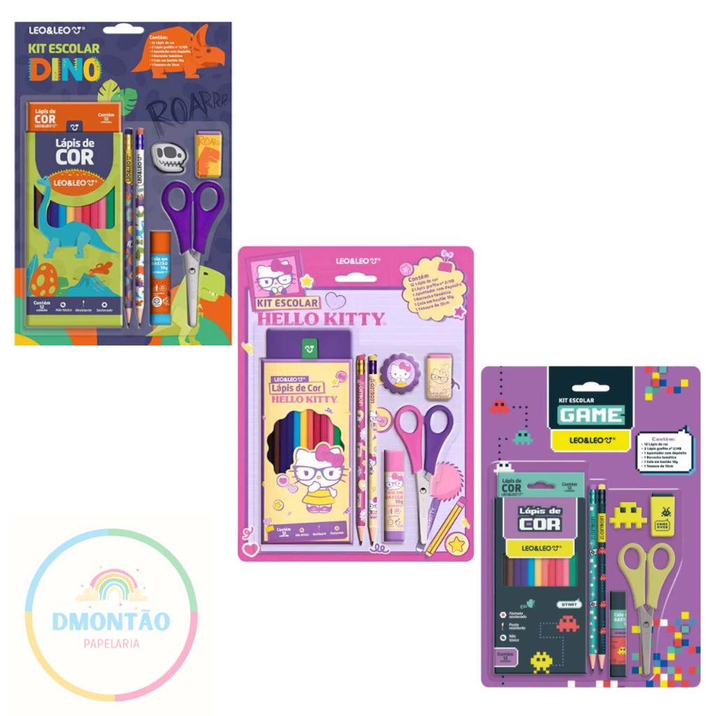 Lapis De Cor 12 Cores Hello Kitty Leoeleo-Kit 7 Unidades Escolar Infantil Hello Kitty Leo&leo em Oferta na Shopee