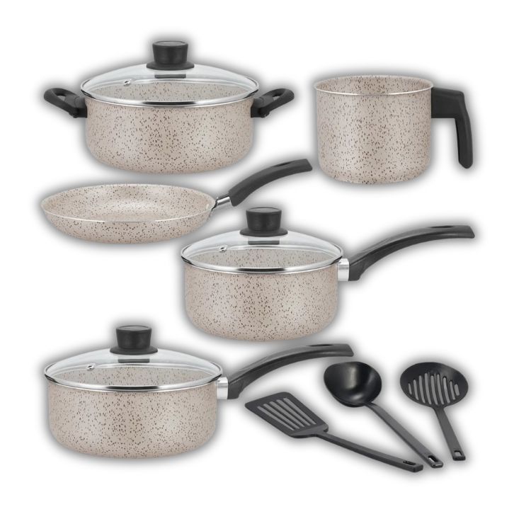 Conjunto De Panelas  Caçarolas 8 Peças Antiaderente Tampa Vidro em Oferta na Shopee