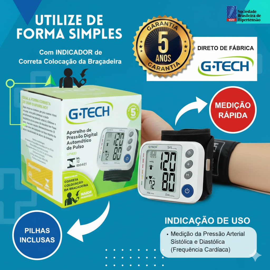 Medidor De Pressao Digital Pulso Gp400 G-Tech BPGP400