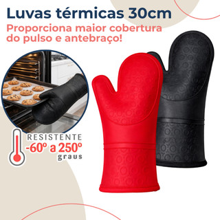 Luva Térmica Cozinha Silicone Forno Alta Temperatura Forradas Algodão