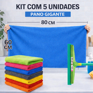 Kit 5 Panos de Chão Gigante de Microfibra Multiuso Grande Automotivo Limpeza Casa Vidros Qualidade!! em Oferta na Shopee