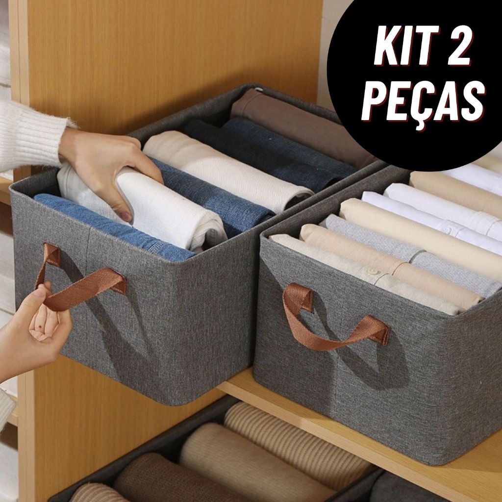 Kit 2 Caixas de Armazenamento de Roupas Arrumados Grade para Íntimas e Calças em Oferta na Shopee