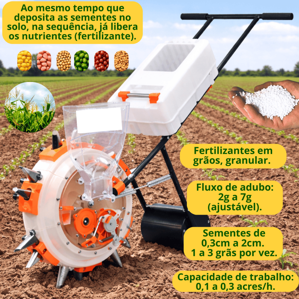 Plantadeira e Adubadeira de Empurrar – Economia de Mão de Obra Imediata - Agro Prime