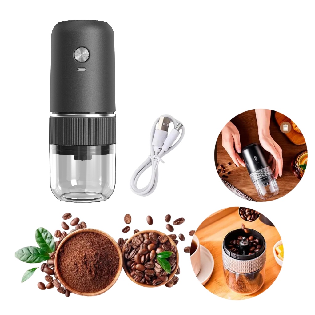 Moedor de Café Elétrico Portátil USB Recarregável Silencioso Automático