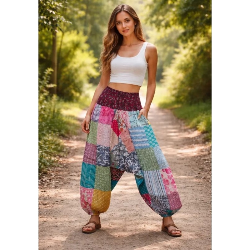 Calça saruel patchwork aladin unissex free size