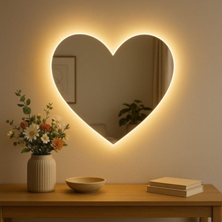 espelho com led, de coraçao, para penteadeira, sala, banheiro, quarto, infantil, blogueira -- 020 em Oferta na Shopee