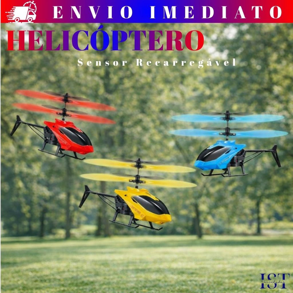 Helicóptero Voador Infantil Com  Sensor de  Movimento Recarregável Brinquedo Tecnológico Voa Sozinho
