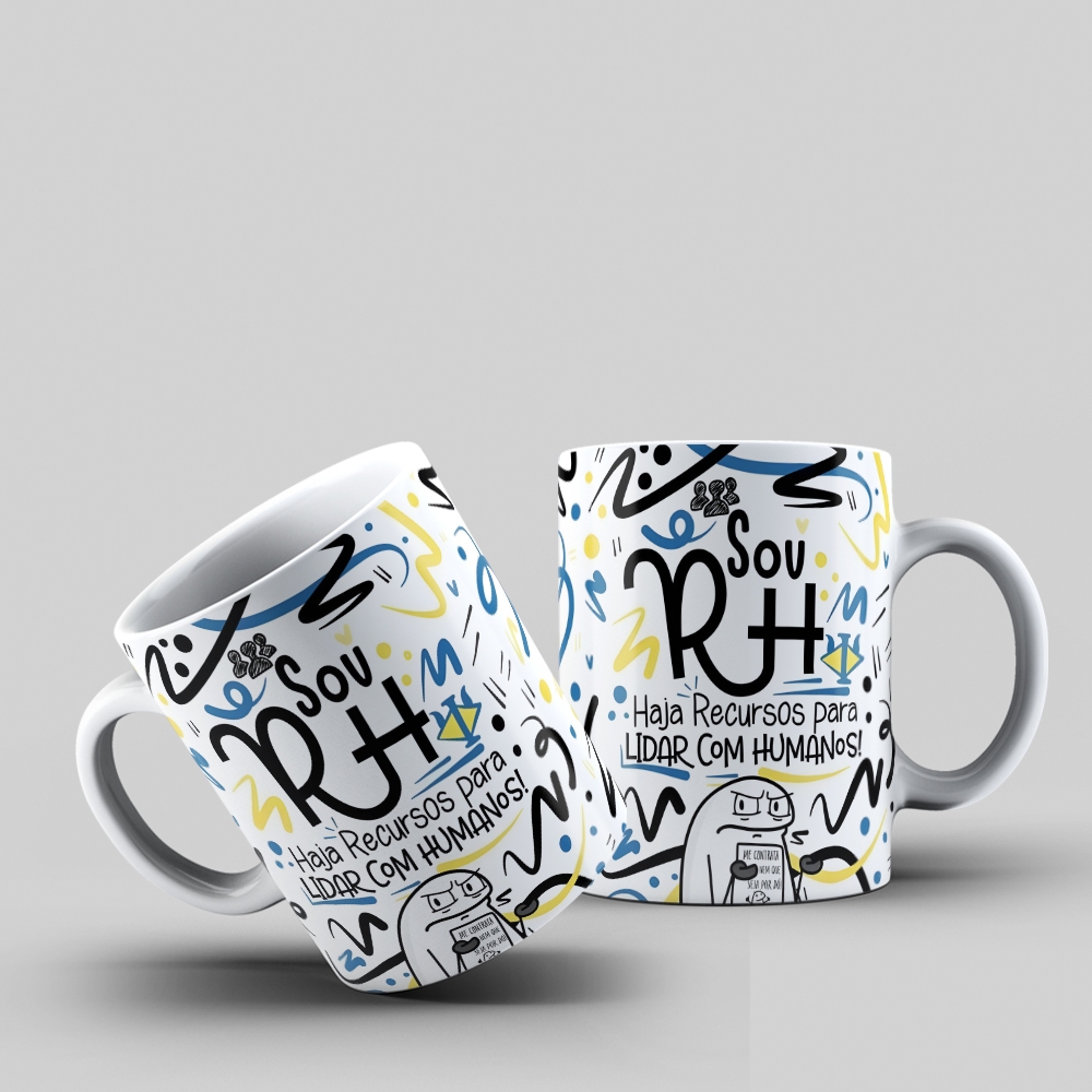 Caneca Sou RH Haja Recursos – Flork Profissões – Presente Criativo Recursos Humanos Psicologia 💼☕