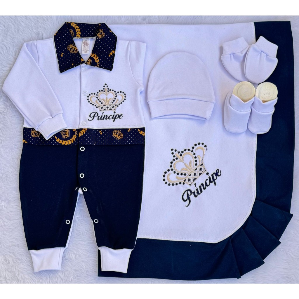 Saída de Maternidade Masculina 5 peças 100% Algodão