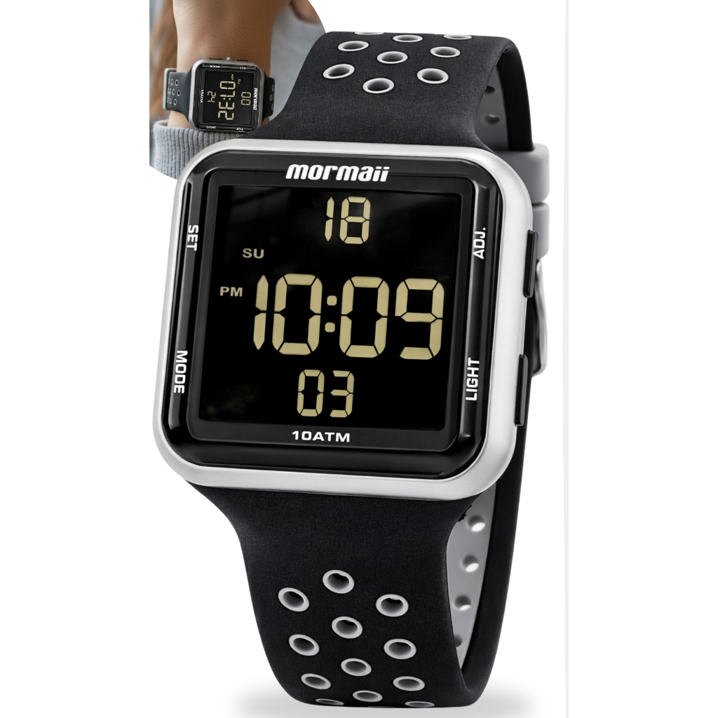 Relógio Mormaii Masculino e Feminino Preto Digital Lcd Negativo Pulseira De Silicone Prova D'água 100 Metros Original em Oferta na Shopee