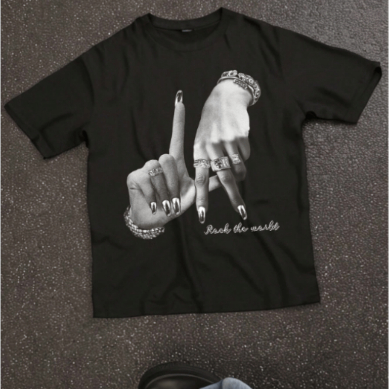 Blusa Streetwear Rock Words Vintage Y2k Verão Slim Camiseta Algodão Premium