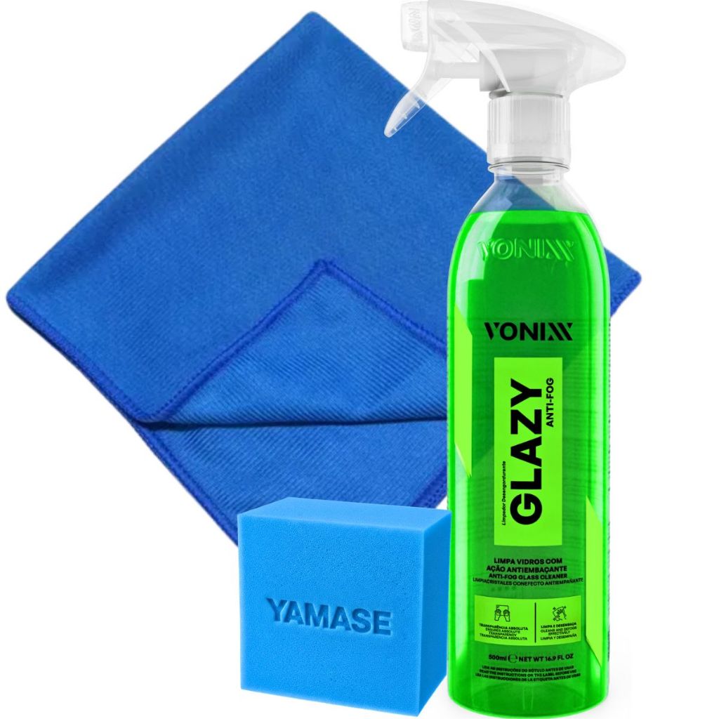 Anti Fog Glazy AntiEmbaçante Vidros Espelhos Parabrisa Viseiras 500ml + Pano de Vidro Vonixx