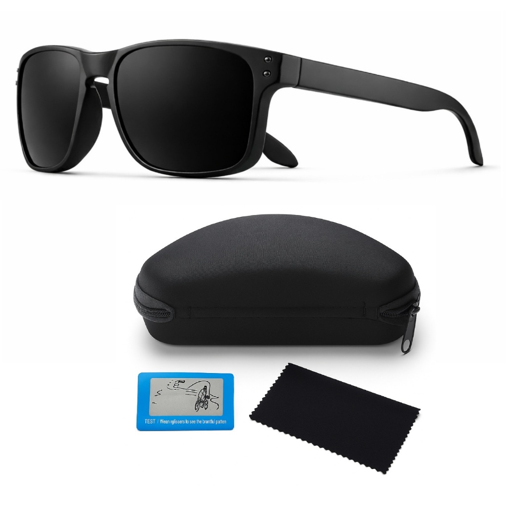 Óculos De Sol Esportivo Masculino Feminino Polarizado UV400 Preto Quadrado Antirreflexo + Acessórios em Oferta na Shopee