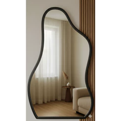Espelho Orgânico 80x50 Veneza Moderno Com Couro Luxo