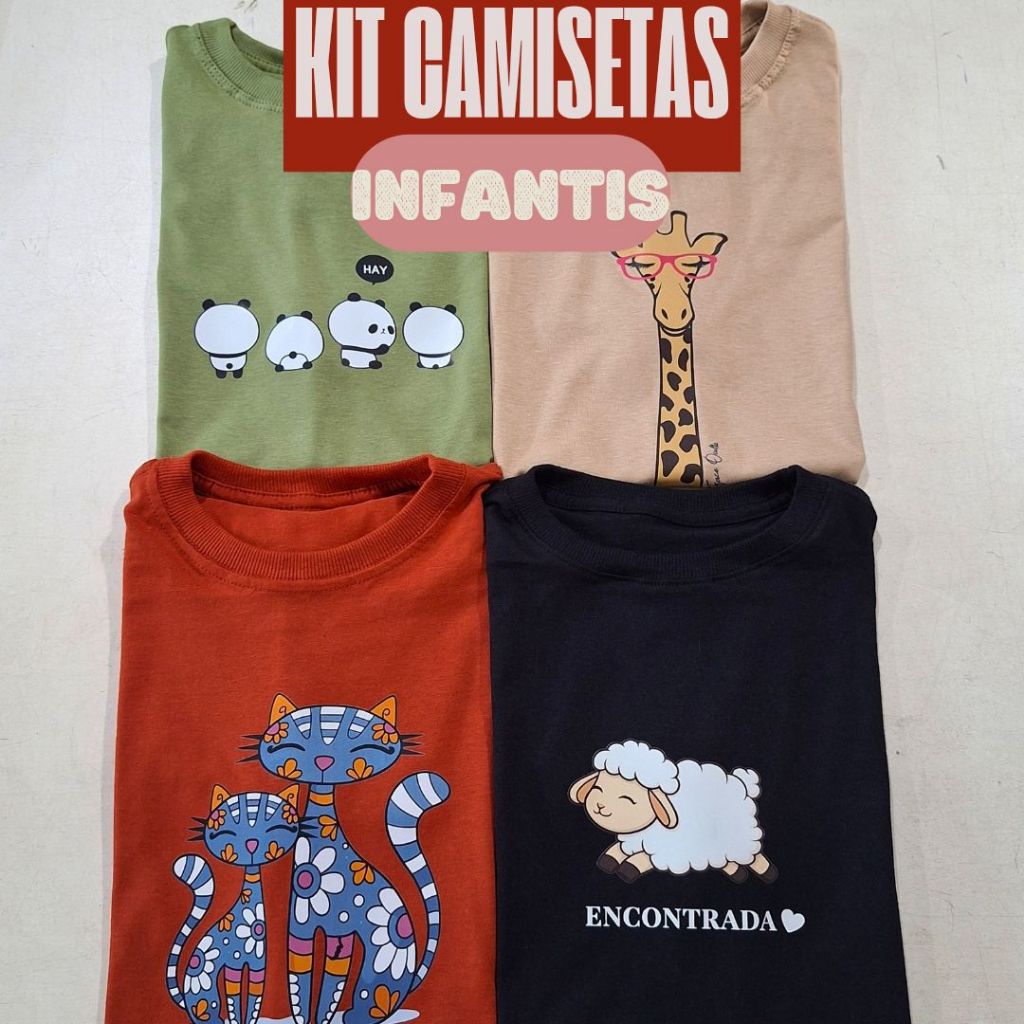Kit Sortido 03 Blusas Femininas Estampadas do 04 ao 16 Infantil Juvenil Manga Curta Menina