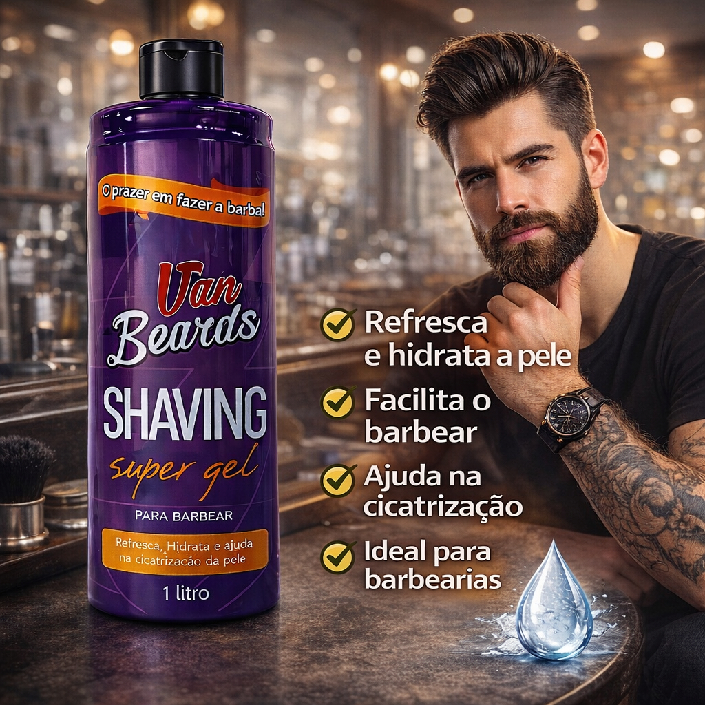 Combo Profissional Shaving Super Gel 1L + Lâminas Wilkinson Sword | Kit 1, 2, 5 ou 10 Unidades | Alto Rendimento