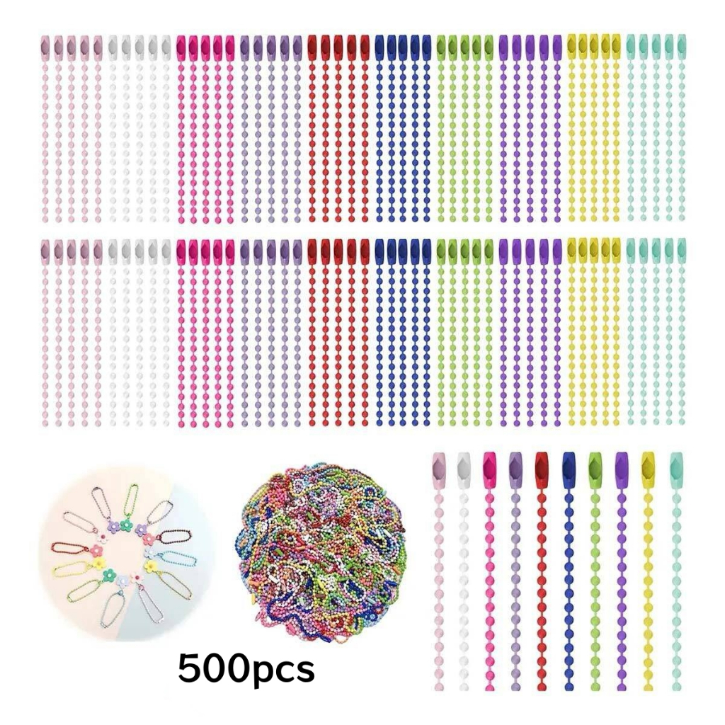 500 Pcs Corrente de Bolinha com Fecho Canoa para Chaveiros e Tags Prata Colorido Dourado 12x0.25cm em Oferta na Shopee