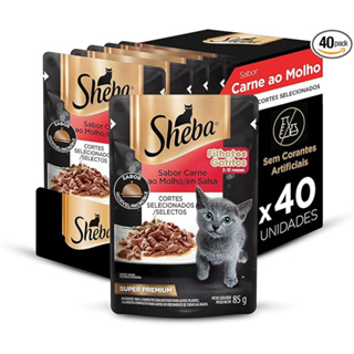 Ração Úmida Sheba Carne ao Molho para Gatos Filhotes 85g - 40 Unid. em Oferta na Shopee
