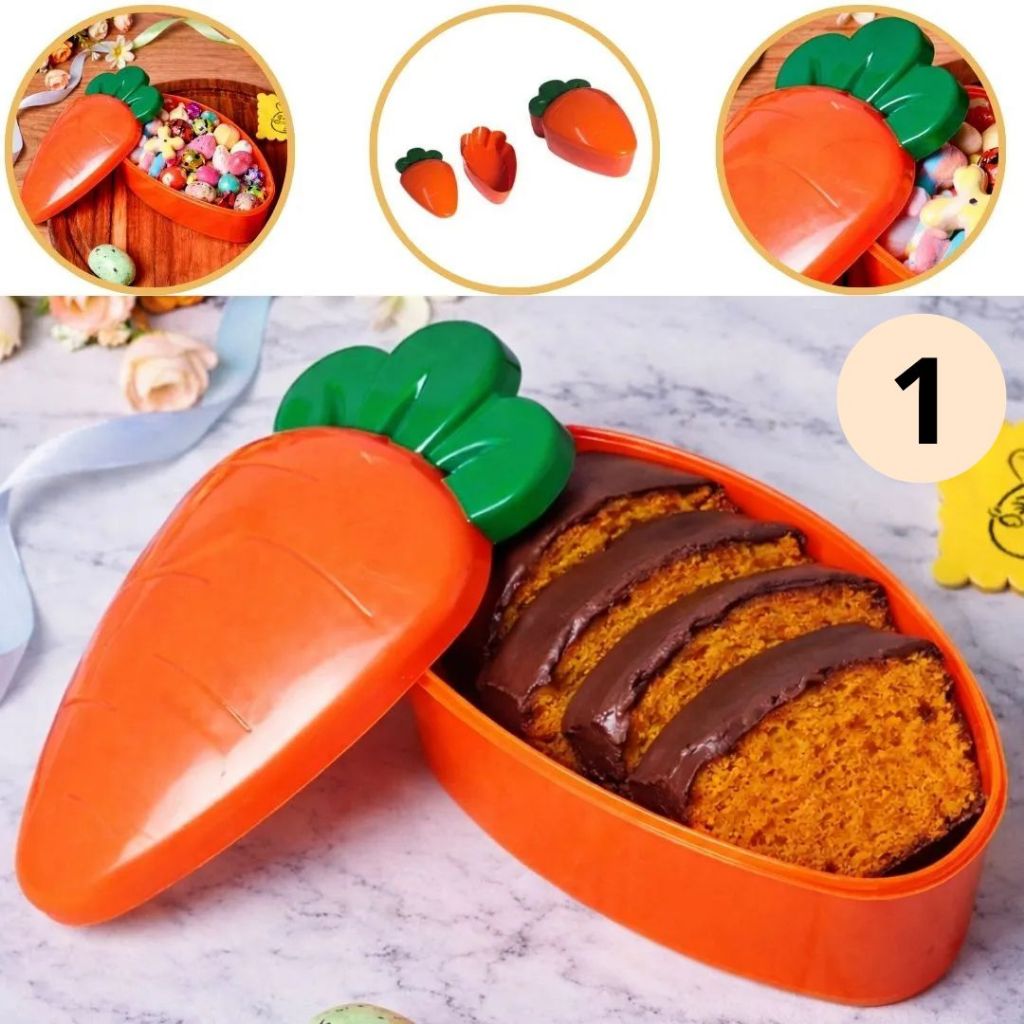 CAKE BOX PÁSCOA CENOURA C/ TAMPA (750 mL)  LARANJA E VERDE  (BLUE STAR) em Oferta na Shopee