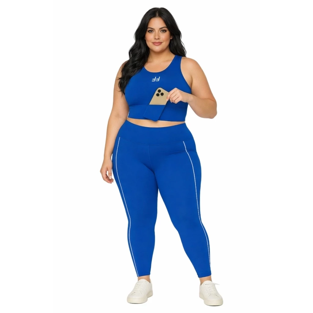 Conjunto Plus Size Suplex Power Academia Para Corrida Alta Compressão Com Bojo Removível — imagem 1