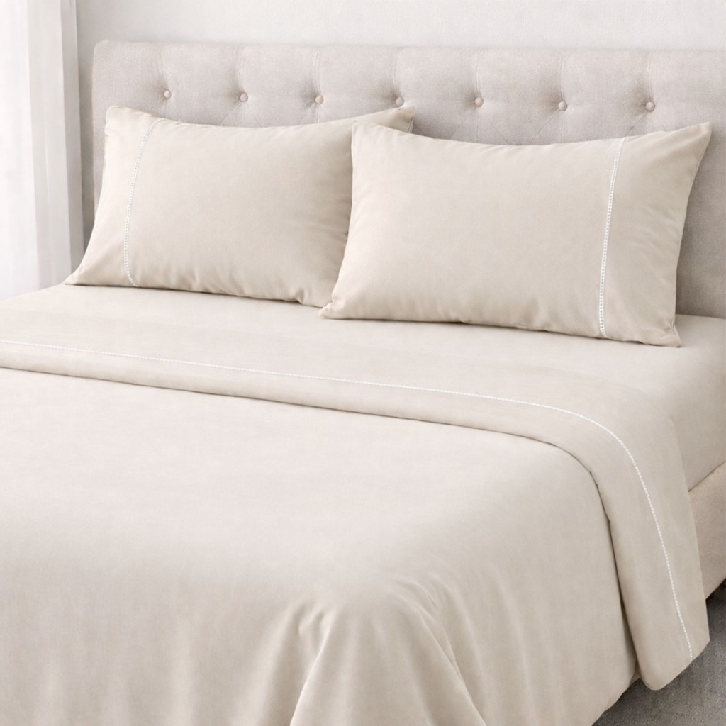 Jogo de Lençol Casal 3 Peças Elástico Micropercal 400 Fios Liso Kit Cama Fronha Travesseiro188cm — imagem 2 de 2