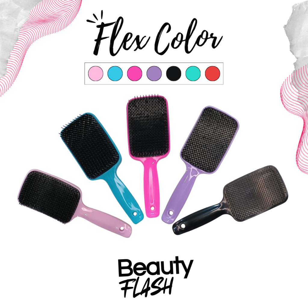 Escova Raquete Flex Fashion Cores Especificas Trissé Acessórios Desembaraçar Cabelo Colors em Oferta na Shopee