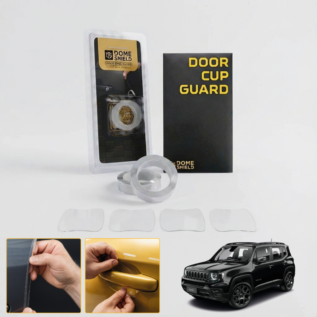 Jeep Renegade - Kit Adesivo Película PPF Porta Copa Maçaneta + Cantos Porta Protetor Transparente Carro