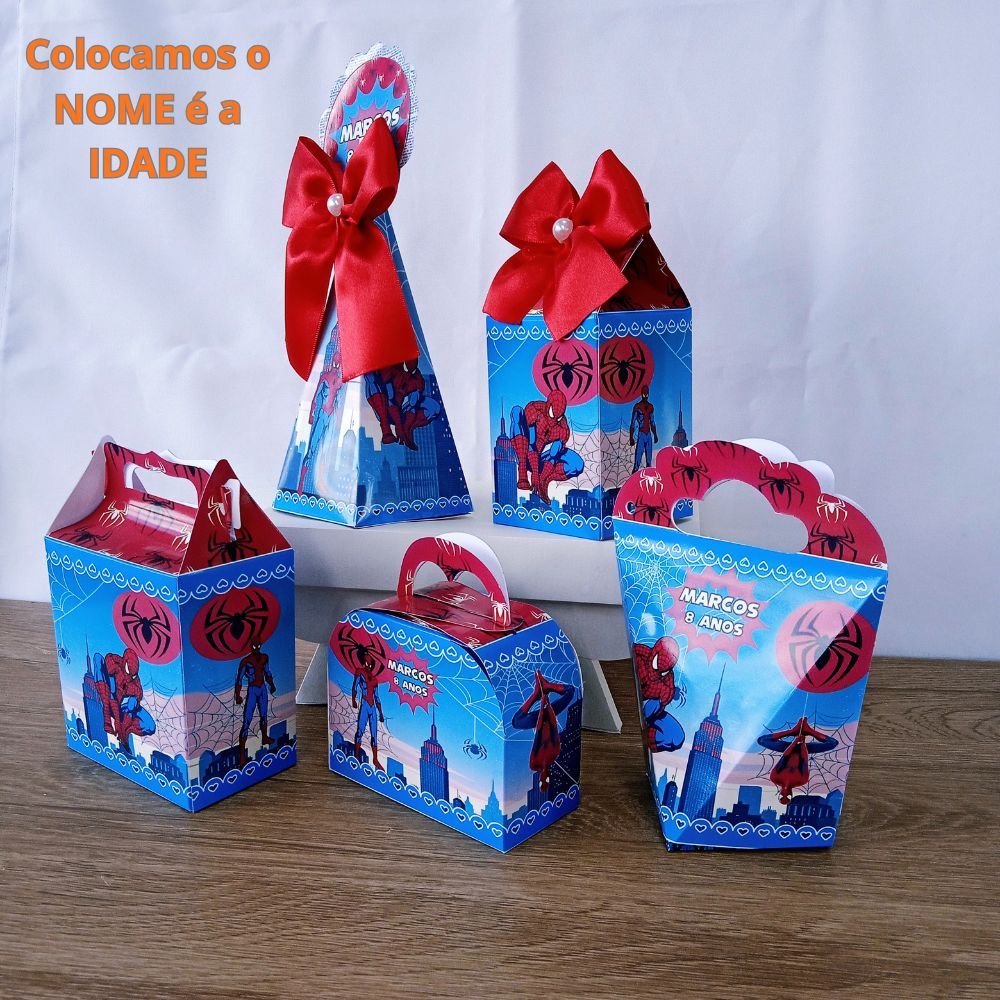 Kit caixa /Homem Aranha + BRINDE- /Lembrancinha, caixinha /Aniversário Spiderman pre montado /Festa Homem Aranha.