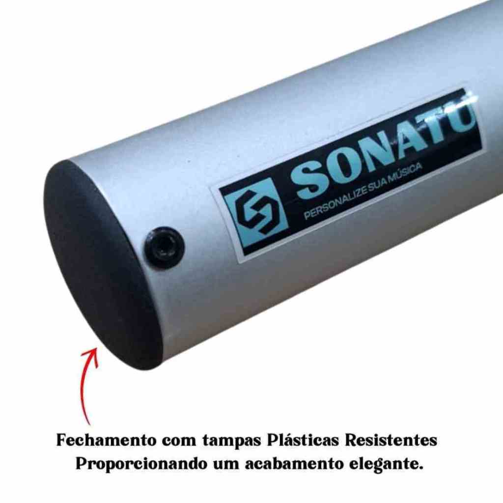 Ganzá Médio 15x4cm em Alumínio Leve e Resistente Prata - Sonatu — imagem 2 de 2