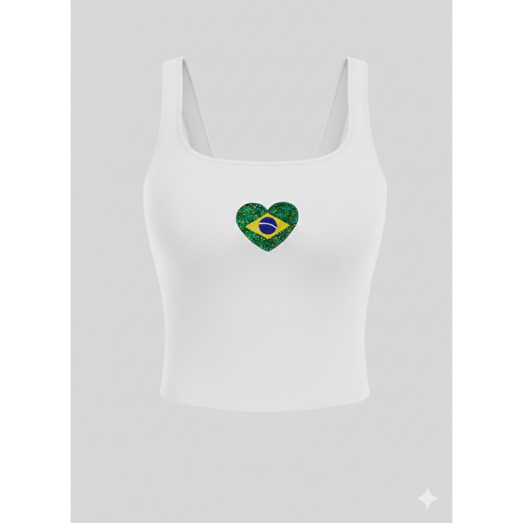 Regata do Brasil Brazilcore Copa Do Mundo 2026 Feminina Costa Nua Aberta Seleção Cropped Poliamida