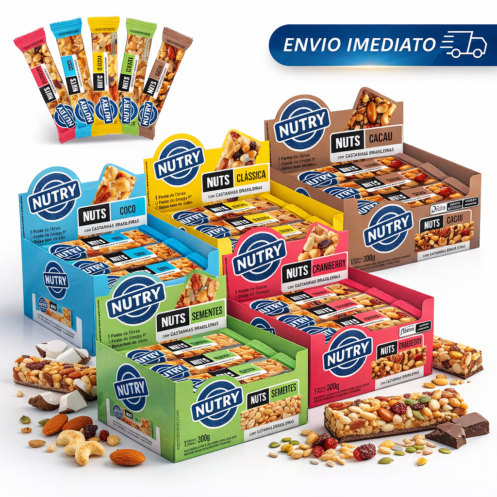 Barra de Nuts Nutry Caixa C/12 Unidades - Escolha Sabores em Oferta na Shopee