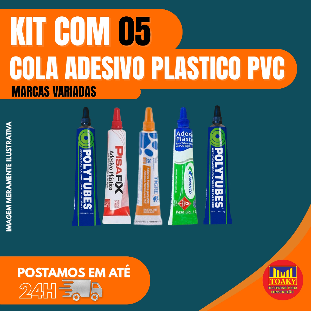 Kit Cola Adesiva Para Tubo Cano Pvc Rigido Polytubes 17g em Oferta na Shopee