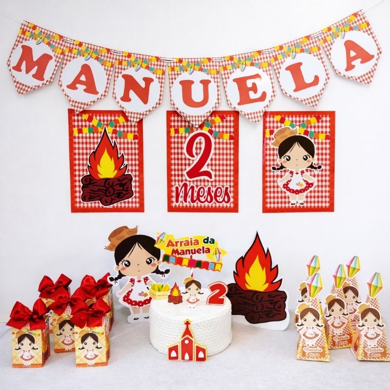 kit festa só um bolinho mesversario festa junina arraiá