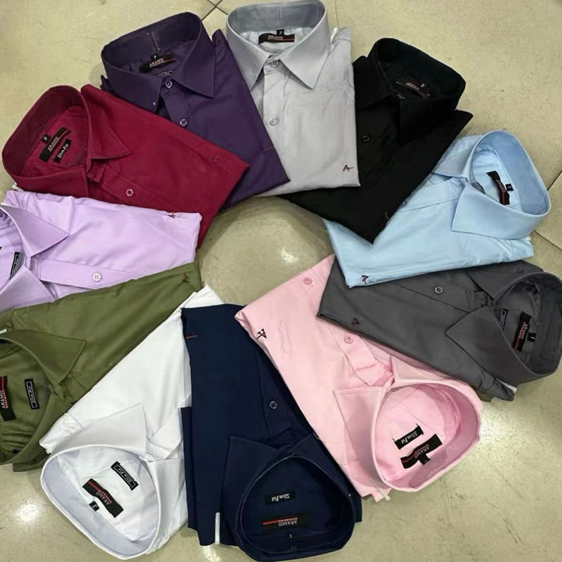 Camisa Social  ARA M!S Manga Longa Masculina Lisa Slim Fit Casual Confortável Clássica