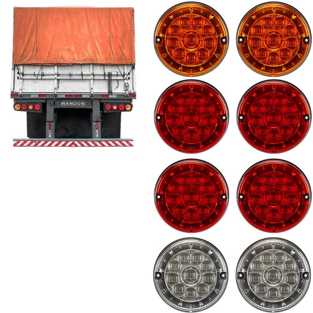 Jg Lanterna Traseira Onibus Caio Apache Vip Caminhao Carreta Randon 125mm 10 Led 24V