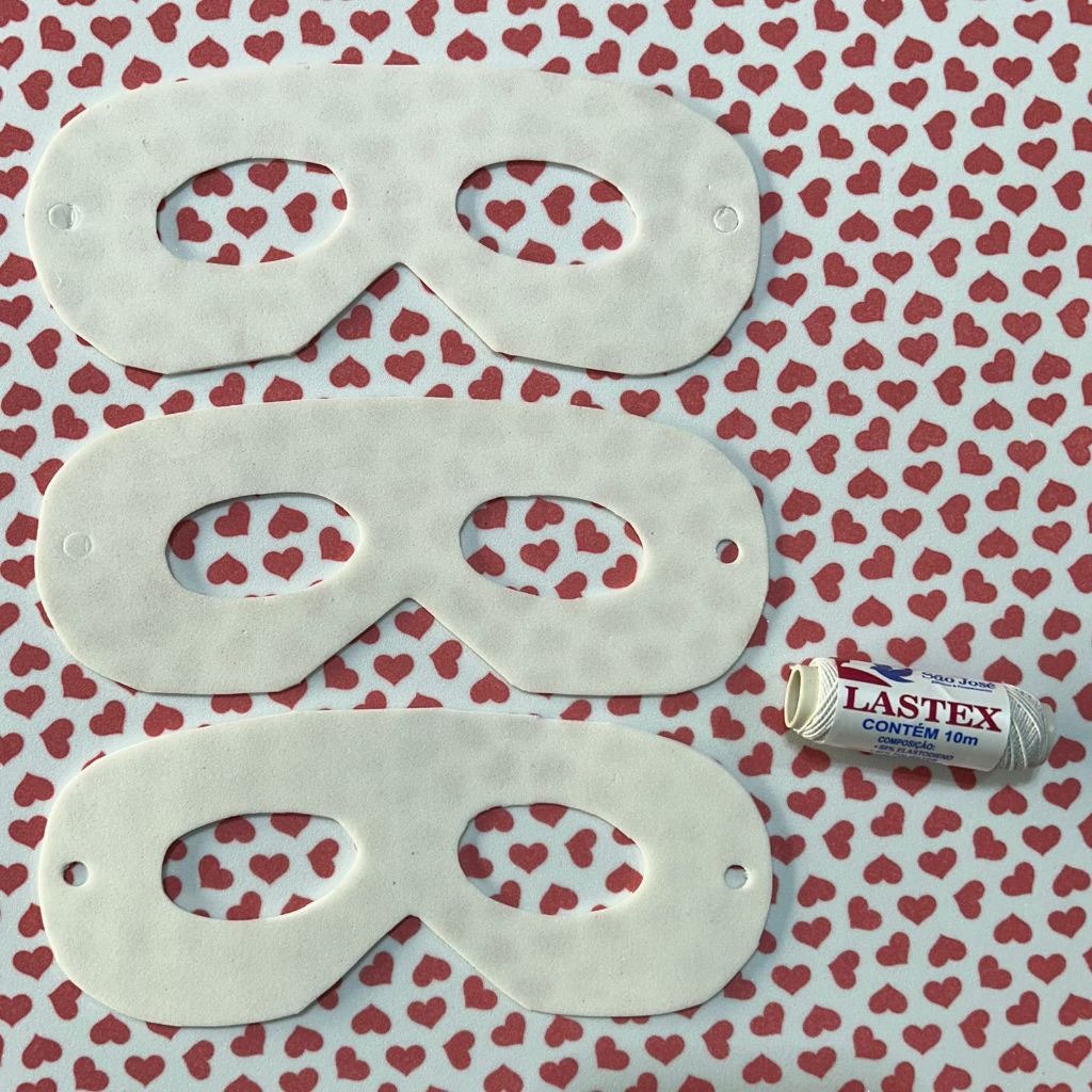Máscara de Carnaval para Customizar de EVA Branco 16cm 3 unidades