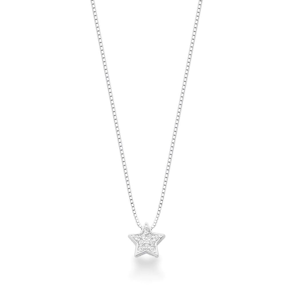 Colar Feminino de Prata 925 Estrela com Zircônias