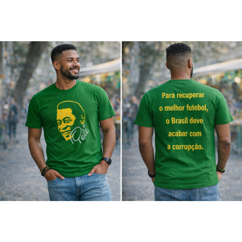 Camisa Camiseta Pelé Copa do mundo Para recuperar o seu melhor futebol, o Brasil deve acabar com a corrupção De Algodão
