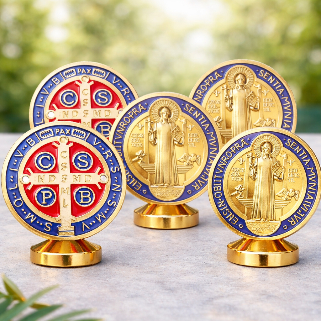 Kit 5 Medalhas de São Bento Autocolante para Carro em Oferta na Shopee