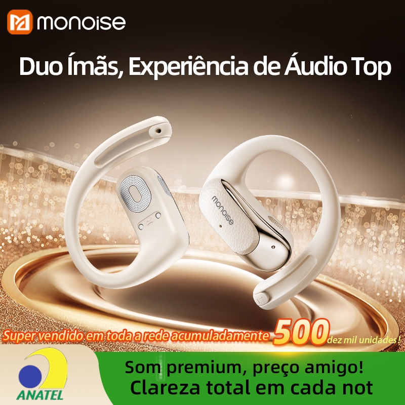 Monoise Fone Bluetooth Condução Óssea Open-Ear Hi-Fi Som Direcional Bateria Longa Duração Ideal para Corrida e Academia em Oferta na Shopee