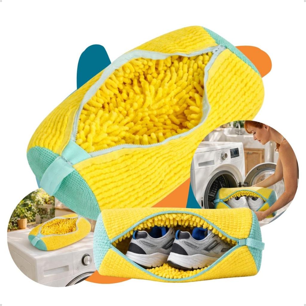 kit 3 Saco Bolsa Lavar Tênis e Sapato  Máquinas de Lavar Anti Risco Zíper Protegido Malha resistente